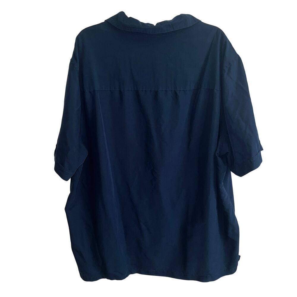 Cubavera Contrast Panel Camp Collar Shirt Navy Blue White Short Sleeve Size 2X - Picture 4 of 13